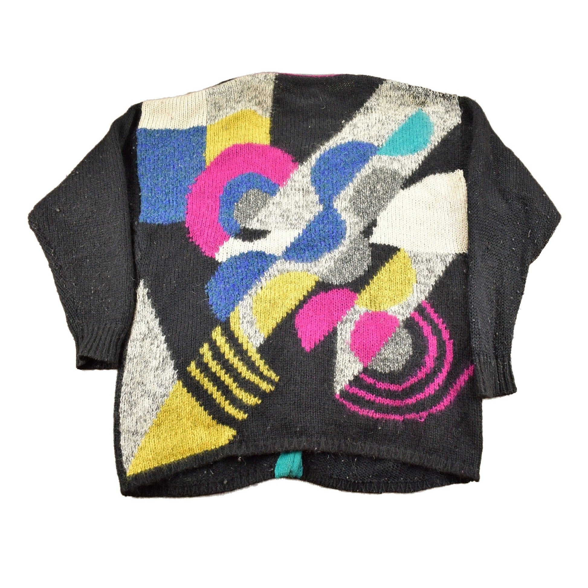 Vintage 1990s Cervelle Abstract Pattern Knit Cardigan Sweater Men's XL from propervintagecanada