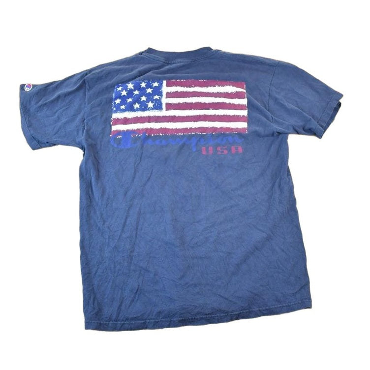Vintage 1990s Champion American Flag Souvenir Single Stitch Graphic Print T-Shirt Men's XL from propervintagecanada