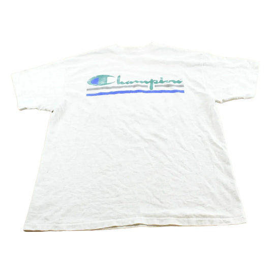 Vintage 1990s Champion Big Logo Spellout Graphic T-Shirt Men's L from propervintagecanada