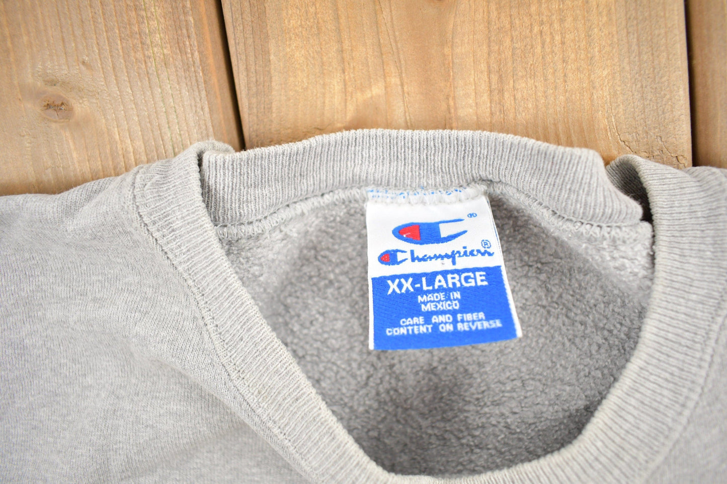 Vintage 1990s Champion Blank Grey Crewneck Sweatshirt Men's 2XL from propervintagecanada