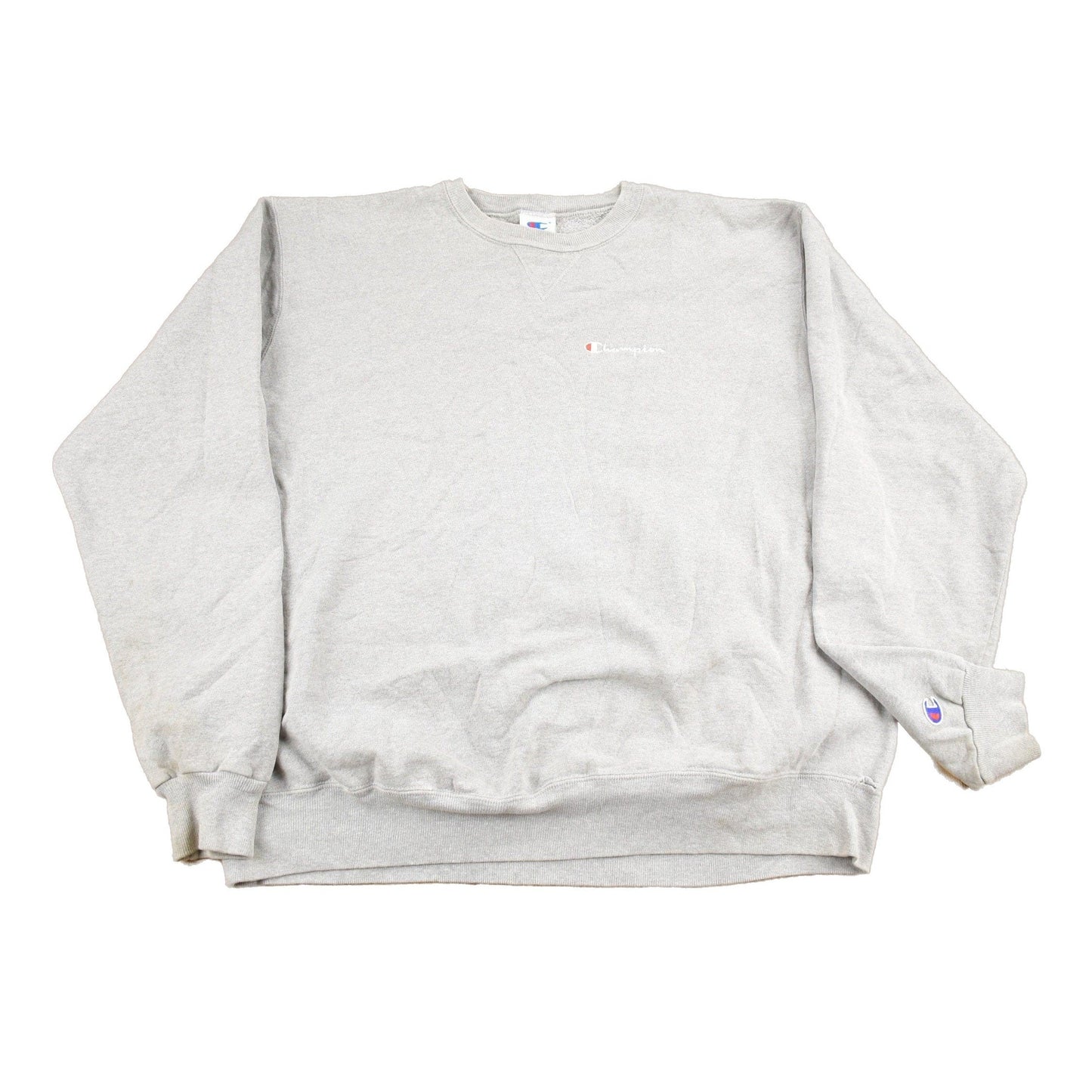 Vintage 1990s Champion Blank Grey Crewneck Sweatshirt Men's 2XL from propervintagecanada