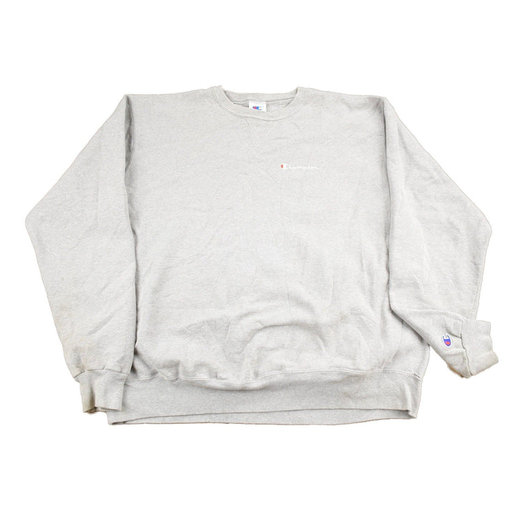 Vintage 1990s Champion Blank Grey Crewneck Sweatshirt Men's 2XL from propervintagecanada