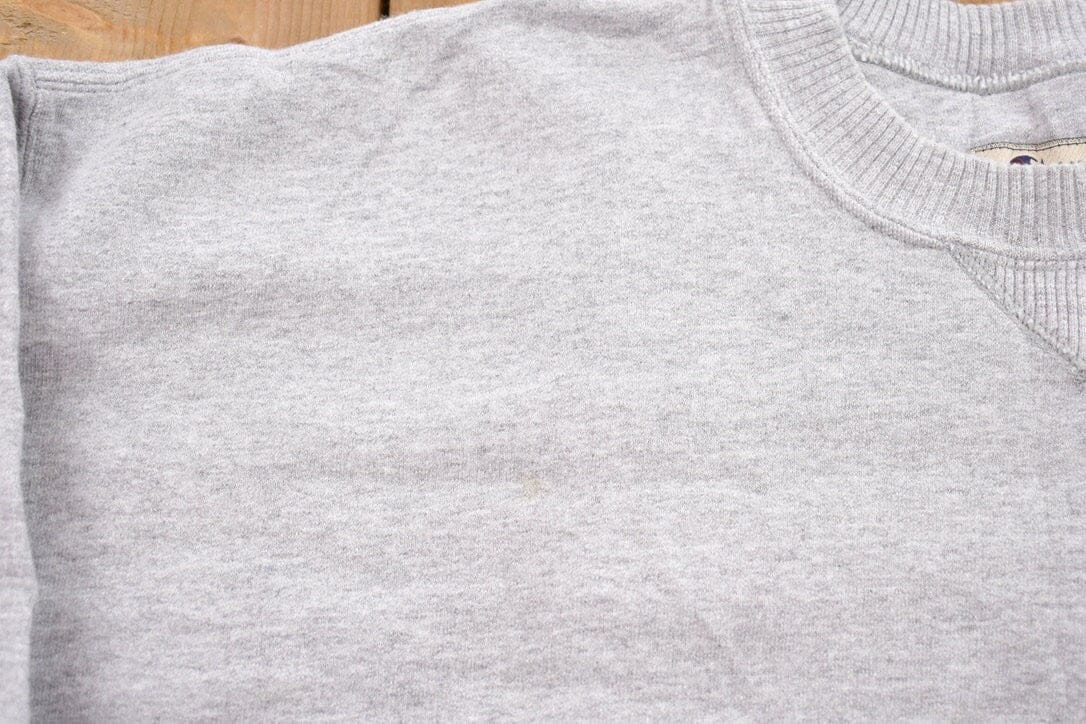Vintage 1990s Champion Blank Grey Crewneck Sweatshirt Men's Large from propervintagecanada