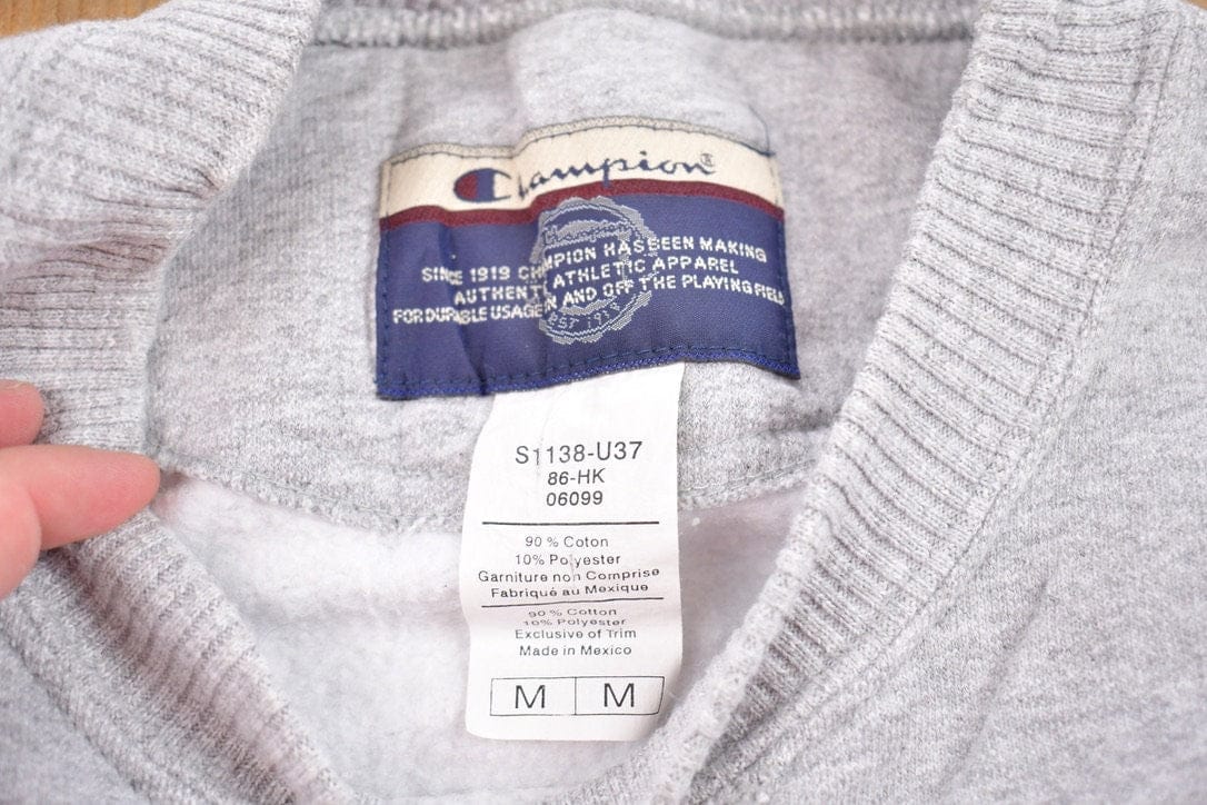 Vintage 1990s Champion Blank Grey Crewneck Sweatshirt Men's Large from propervintagecanada