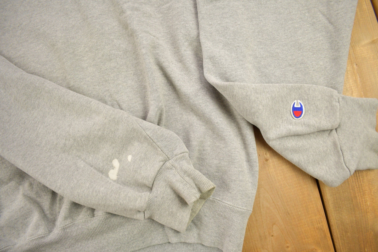 Vintage 1990s Champion Blank Grey Crewneck Sweatshirt Men's XL from propervintagecanada