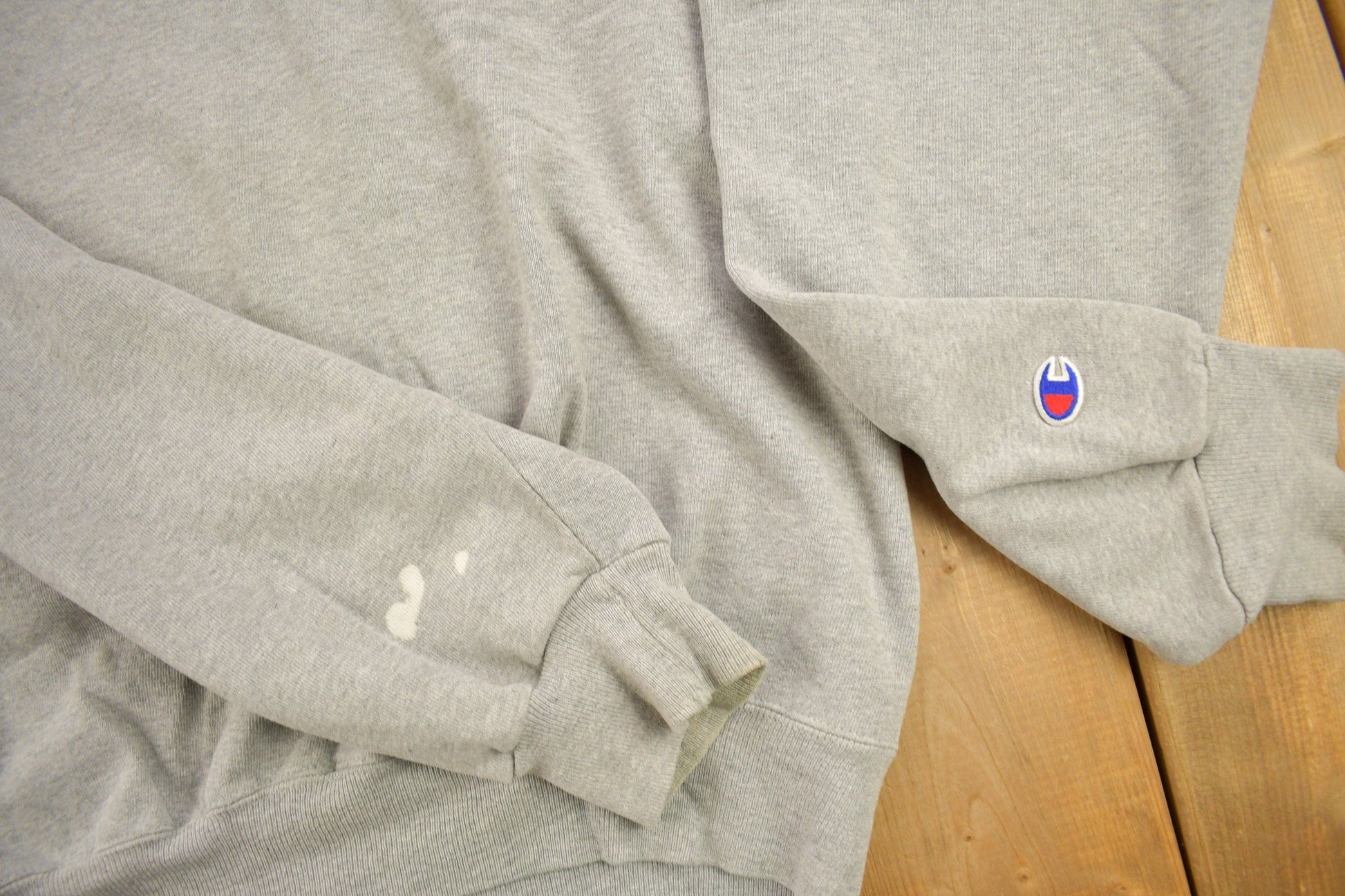 Vintage 1990s Champion Blank Grey Crewneck Sweatshirt Men's XL from propervintagecanada