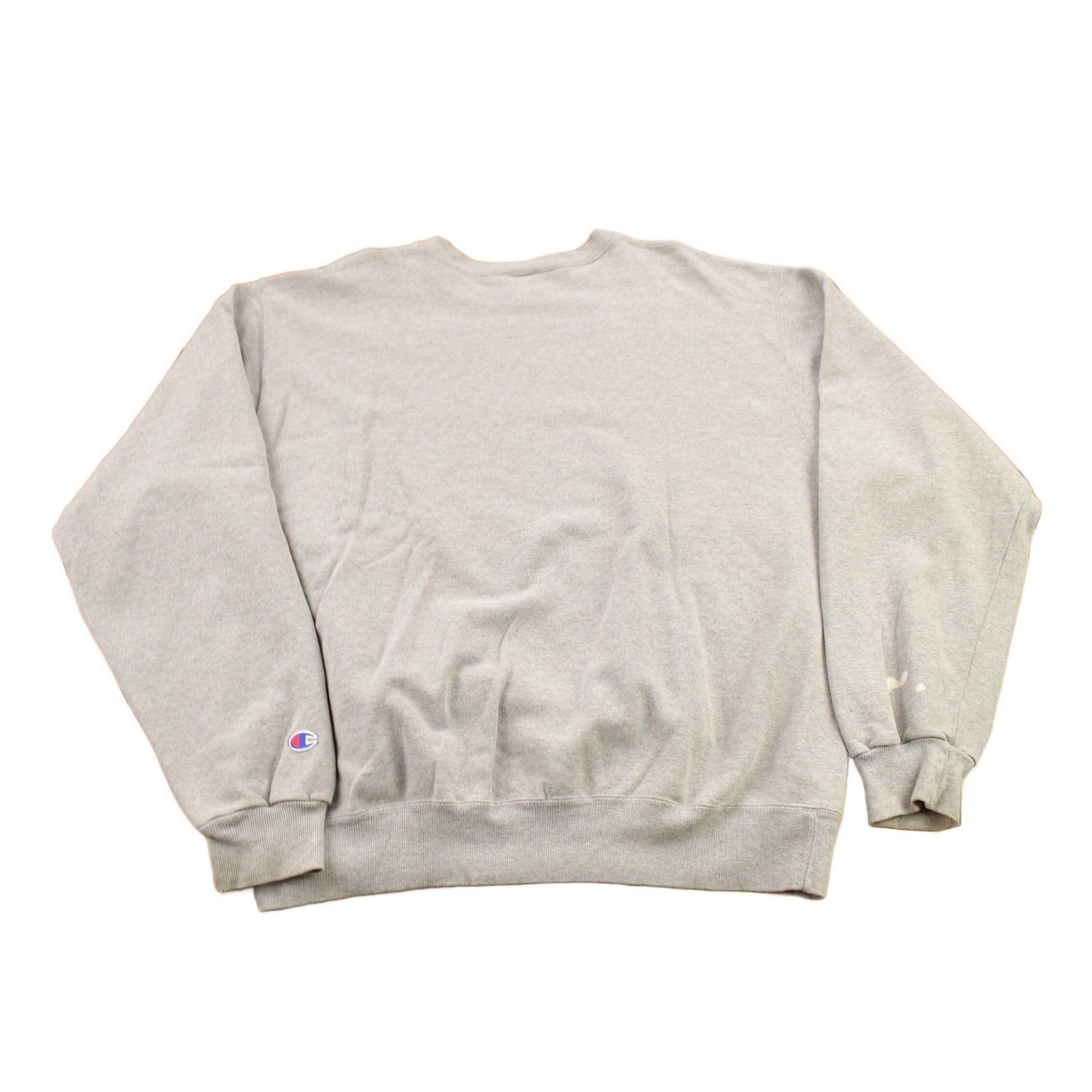 Vintage 1990s Champion Blank Grey Crewneck Sweatshirt Men's XL from propervintagecanada