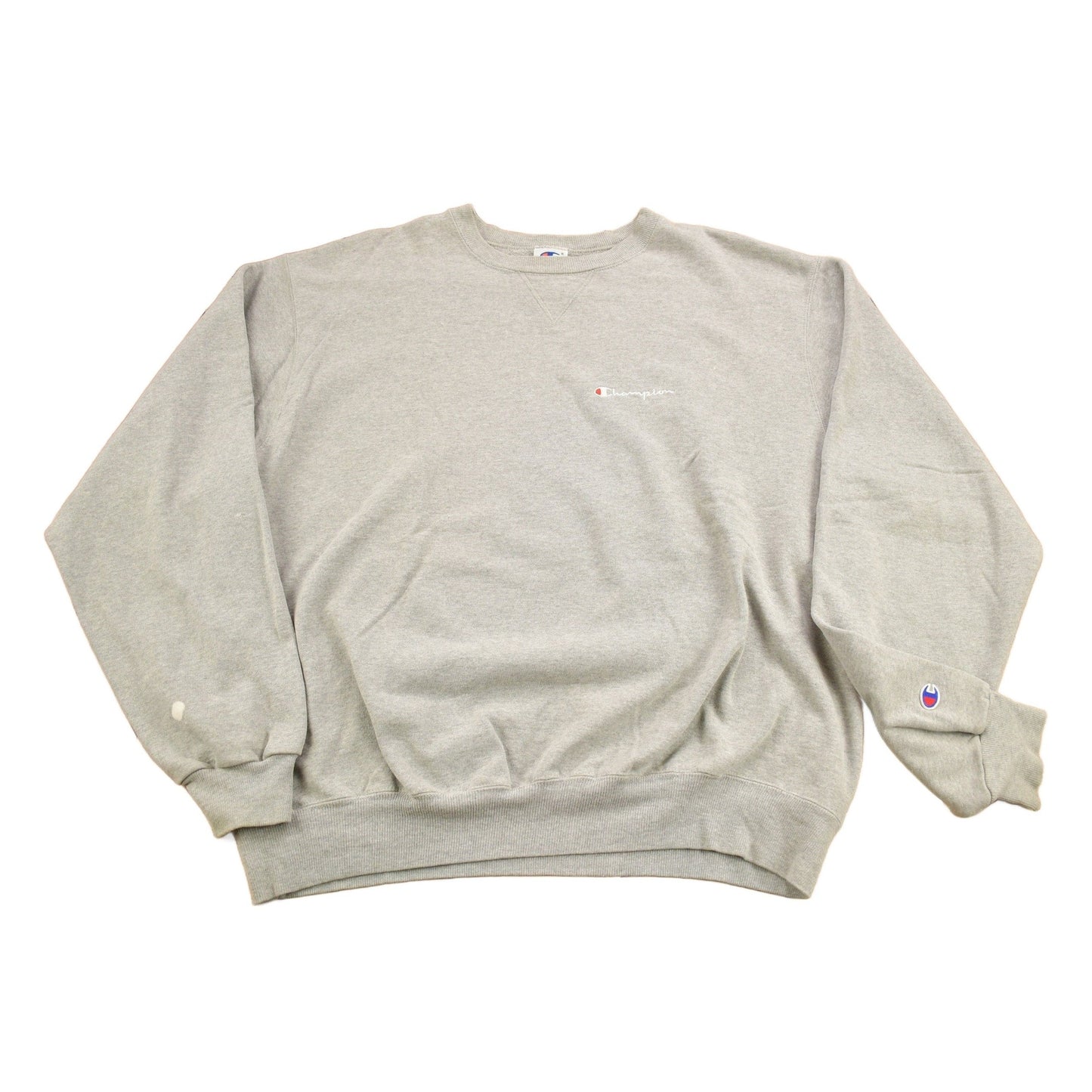 Vintage 1990s Champion Blank Grey Crewneck Sweatshirt Men's XL from propervintagecanada