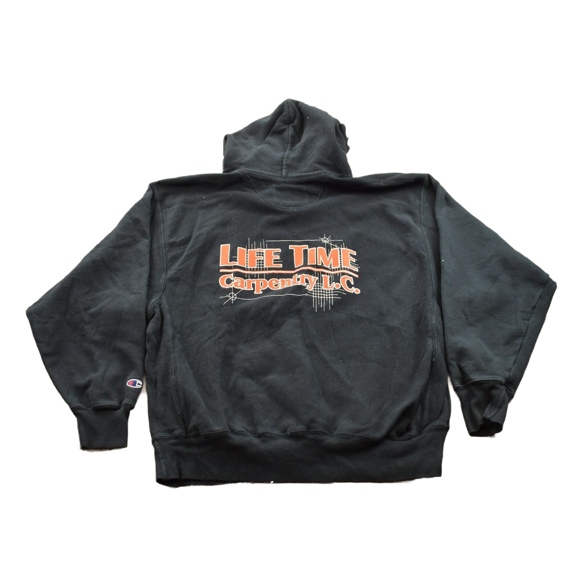 Vintage 1990s Champion Carpentry Hoodie Men's Large from propervintagecanada