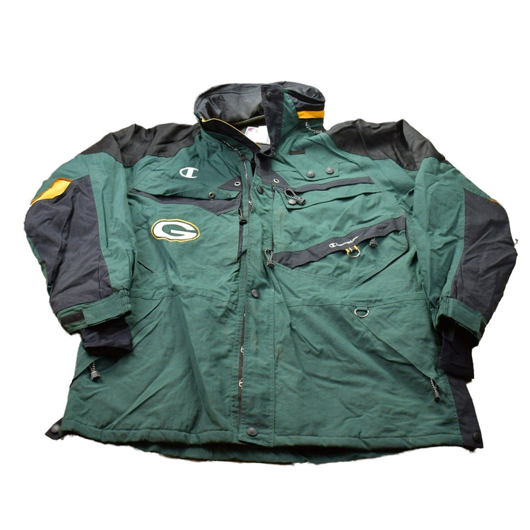 Vintage 1990s Champion Green Bay Packers NFL Windbreaker Jacket Men's 2XL from propervintagecanada