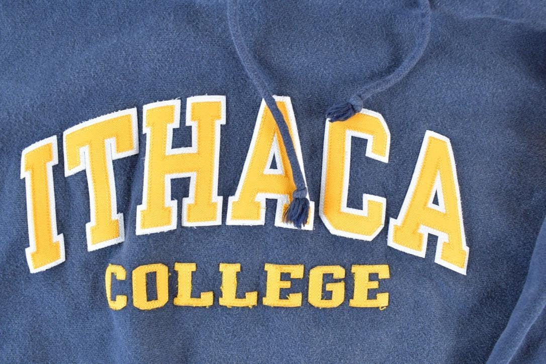 Vintage 1990s Champion Ithaca College Hoodie Sweatshirt Men's Large from propervintagecanada