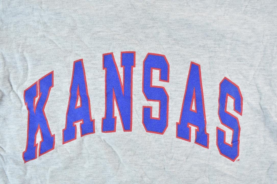 Vintage 1990s Champion Kansas Heavyweight University Collegiate T-Shirt Men's Medium from propervintagecanada