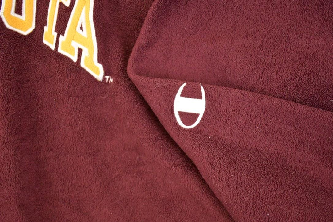 Vintage 1990s Champion Minnesota Quarter Zip Fleece Collegiate Sweater Men's XL / 90s Winter Sweatshirt / Sportswear Warm Up from propervintagecanada