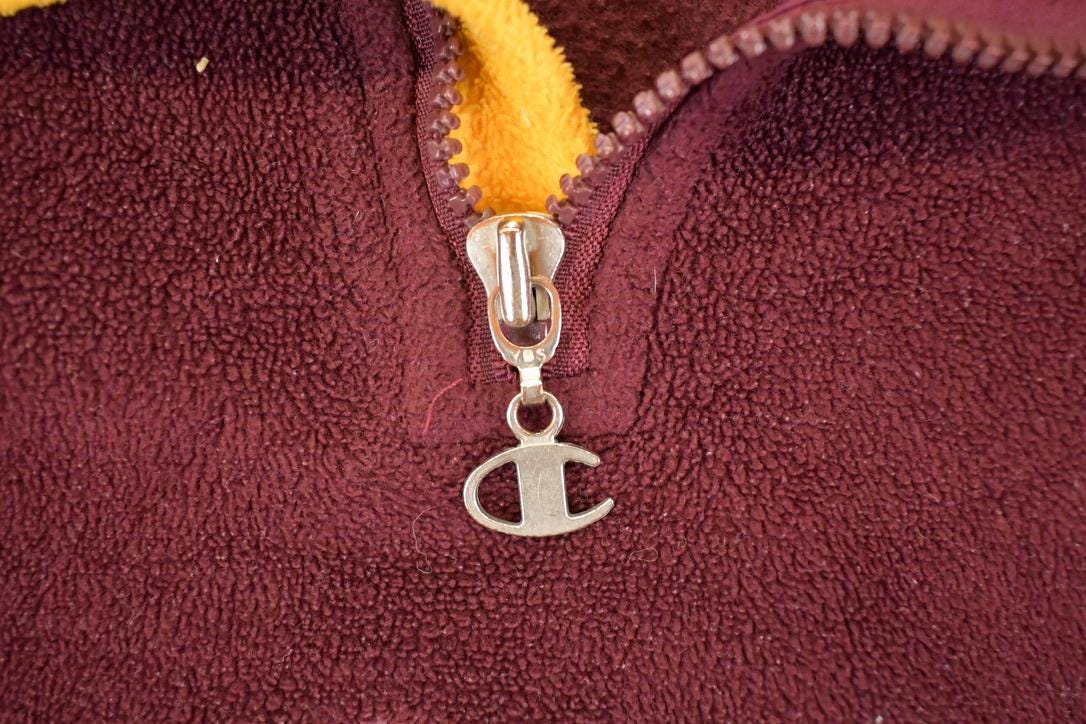 Vintage 1990s Champion Minnesota Quarter Zip Fleece Collegiate Sweater Men's XL / 90s Winter Sweatshirt / Sportswear Warm Up from propervintagecanada