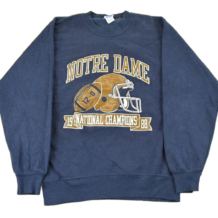 Vintage 1990s Champion Notre Dame University Collegiate Crewneck Sweatshirt Men's Medium from propervintagecanada