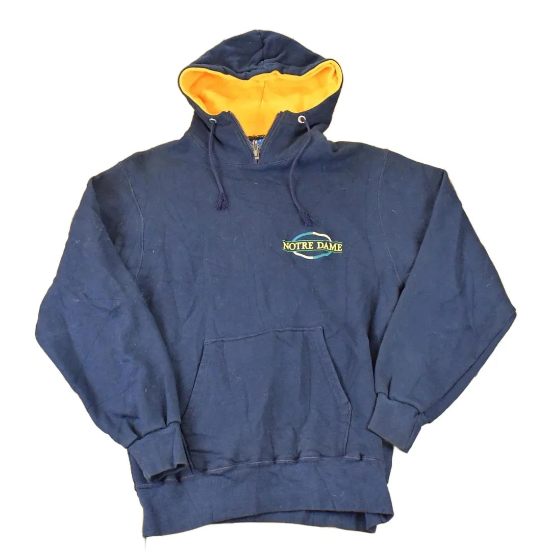 Vintage 1990s Champion Notre Dame University Quarter Zip Hoodie Sweater Men's M from propervintagecanada