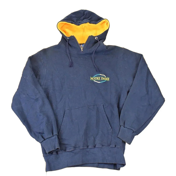 Vintage 1990s Champion Notre Dame University Quarter Zip Hoodie Sweater Men's M from propervintagecanada