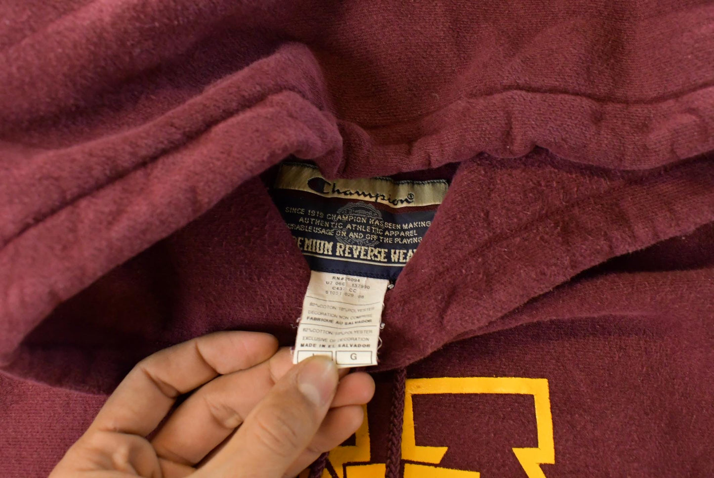 Vintage 1990s Champion Premium Reverse Weave University of Minnesota Track Hoodie Men's Large from propervintagecanada