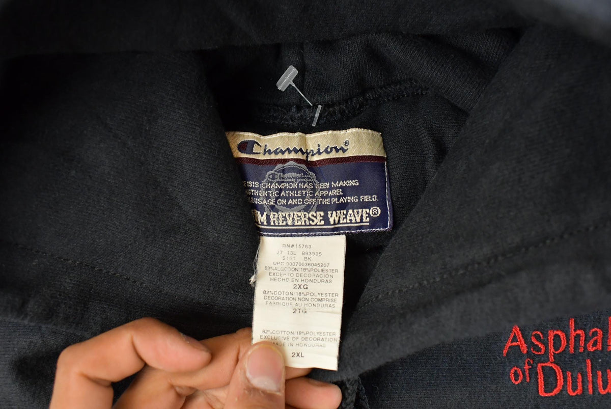 Vintage 1990s Champion Reverse Weave Asphalt of Duluth Hoodie Sweatshirt Men's 2XL from propervintagecanada