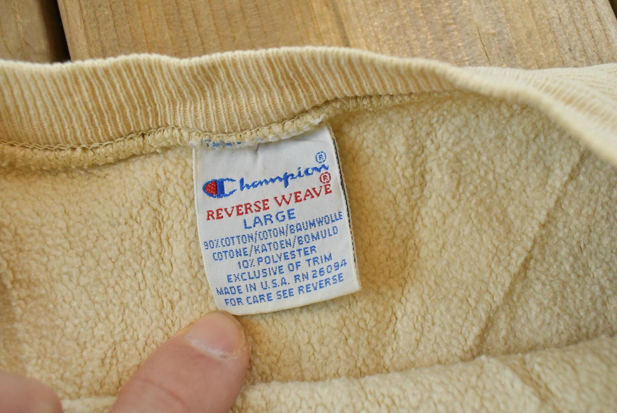 Vintage 1990s Champion Reverse Weave Beige Blank Sweatshirt Men's M / Made in USA / 90s Streetwear / Basic Layering Essential from propervintagecanada