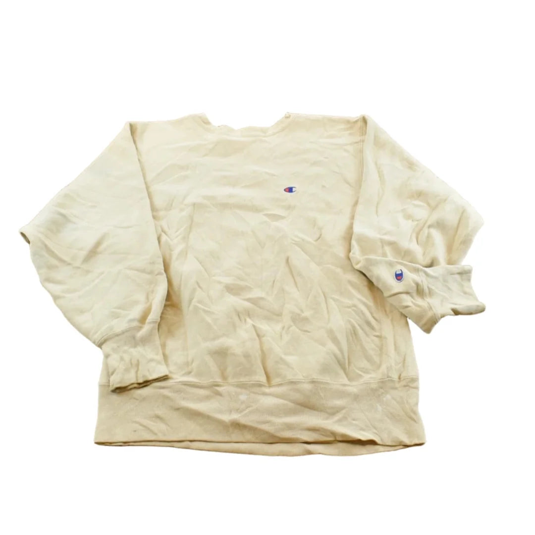 Vintage 1990s Champion Reverse Weave Beige Blank Sweatshirt Men's M / Made in USA / 90s Streetwear / Basic Layering Essential from propervintagecanada
