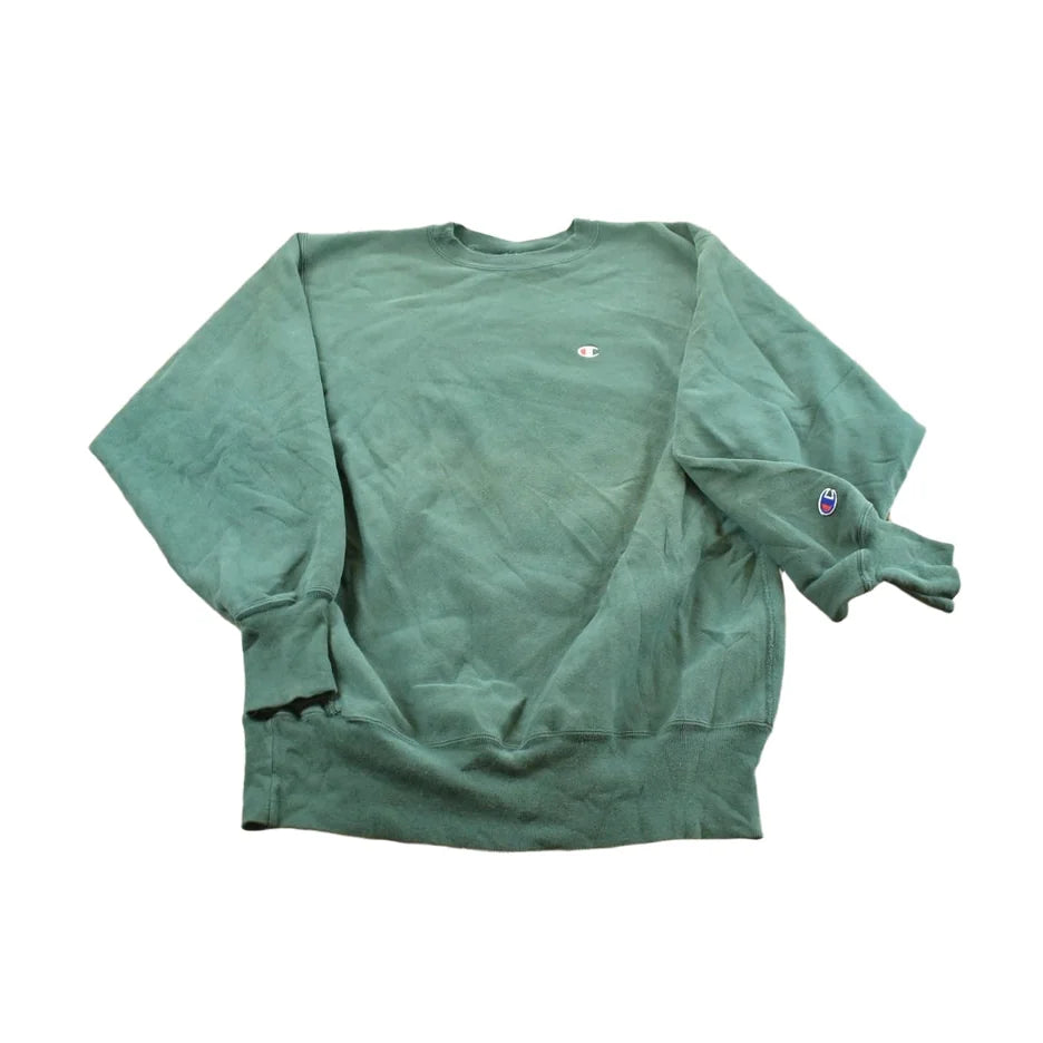 Vintage 1990s Champion Reverse Weave Blank Green Crewneck Sweatshirt Men's L from propervintagecanada