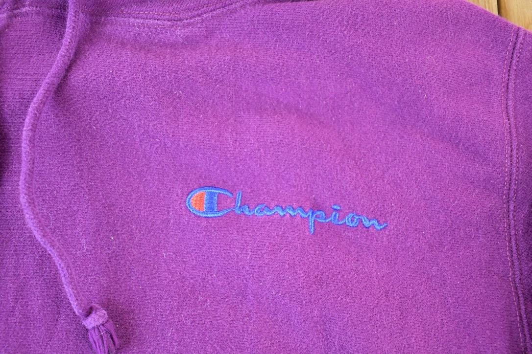 Vintage 1990s Champion Reverse Weave Hooded Sweatshirt Men's Medium from propervintagecanada