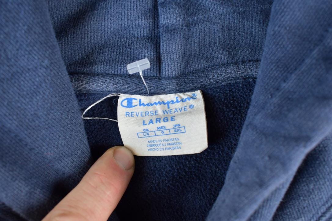 Vintage 1990s Champion Reverse Weave Hoodie Sweatshirt Men's Large from propervintagecanada