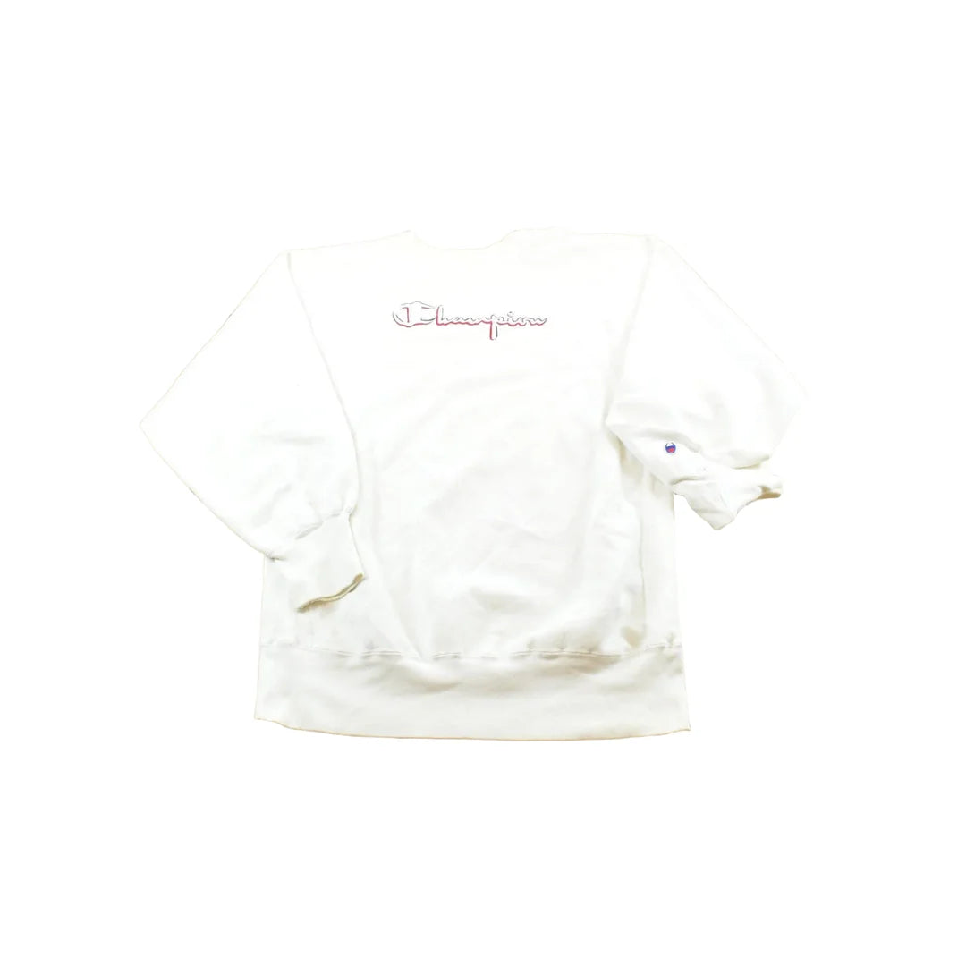 Vintage 1990s Champion Reverse Weave Logo Spellout Crewneck Sweater Men's L from propervintagecanada