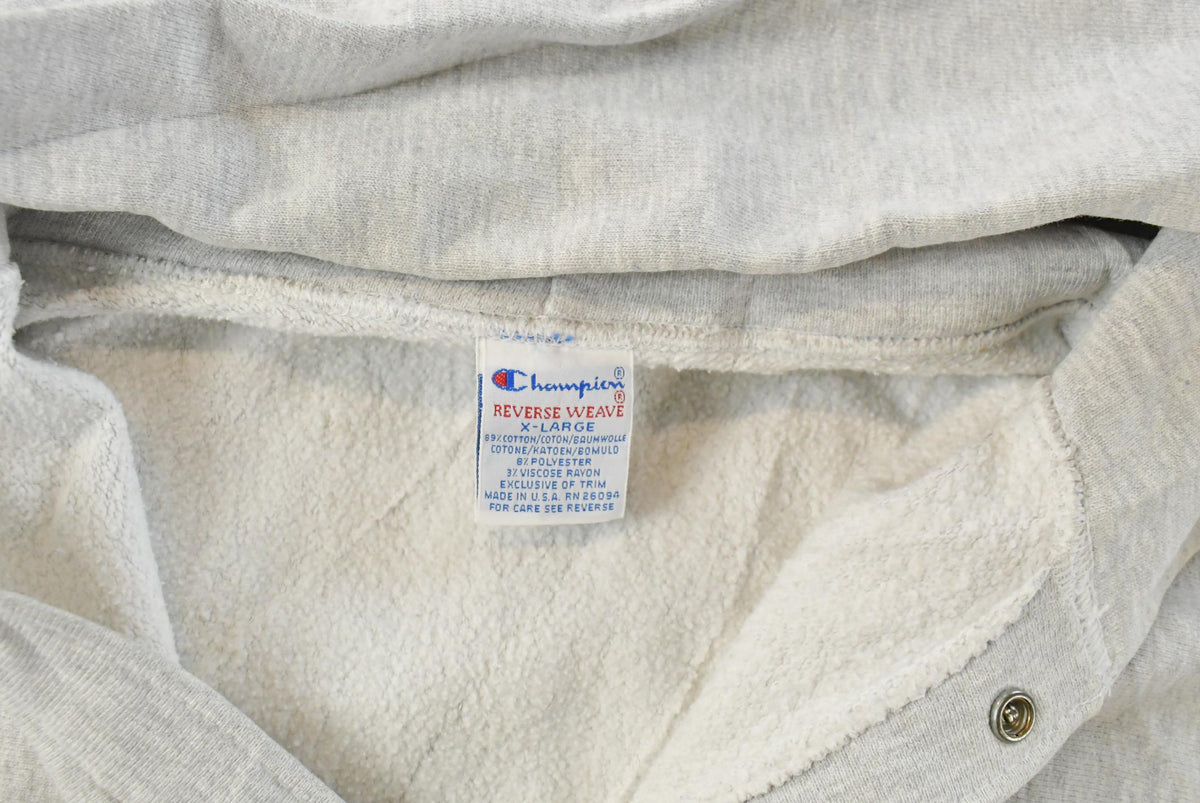 Vintage 1990s Champion Reverse Weave Snap On Hoodie Sweatshirt Men's XL from propervintagecanada