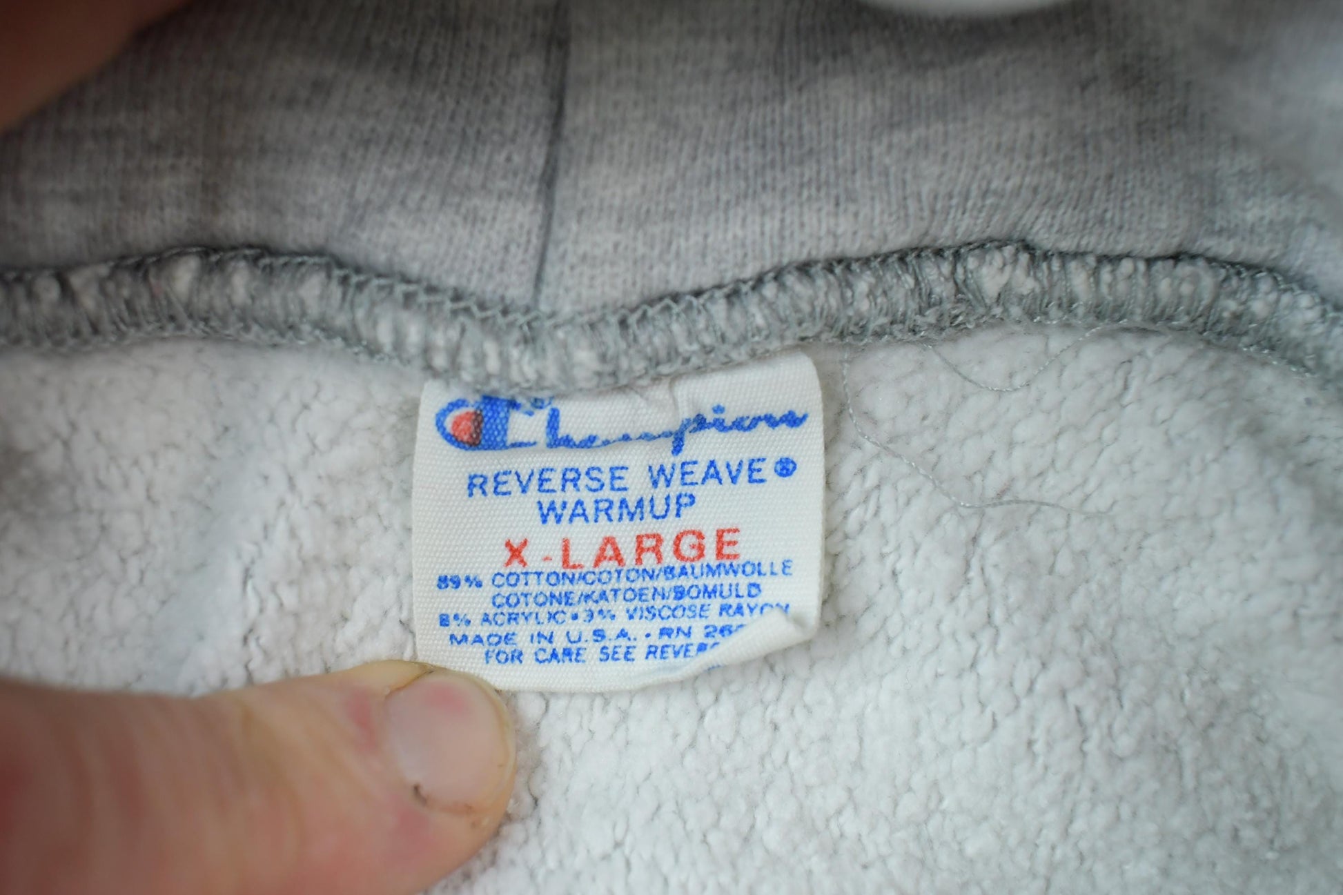 Vintage 1990s Champion Reverse Weave Warm Up Monmouth College Hoodie Sweatshirt Men's XL from propervintagecanada