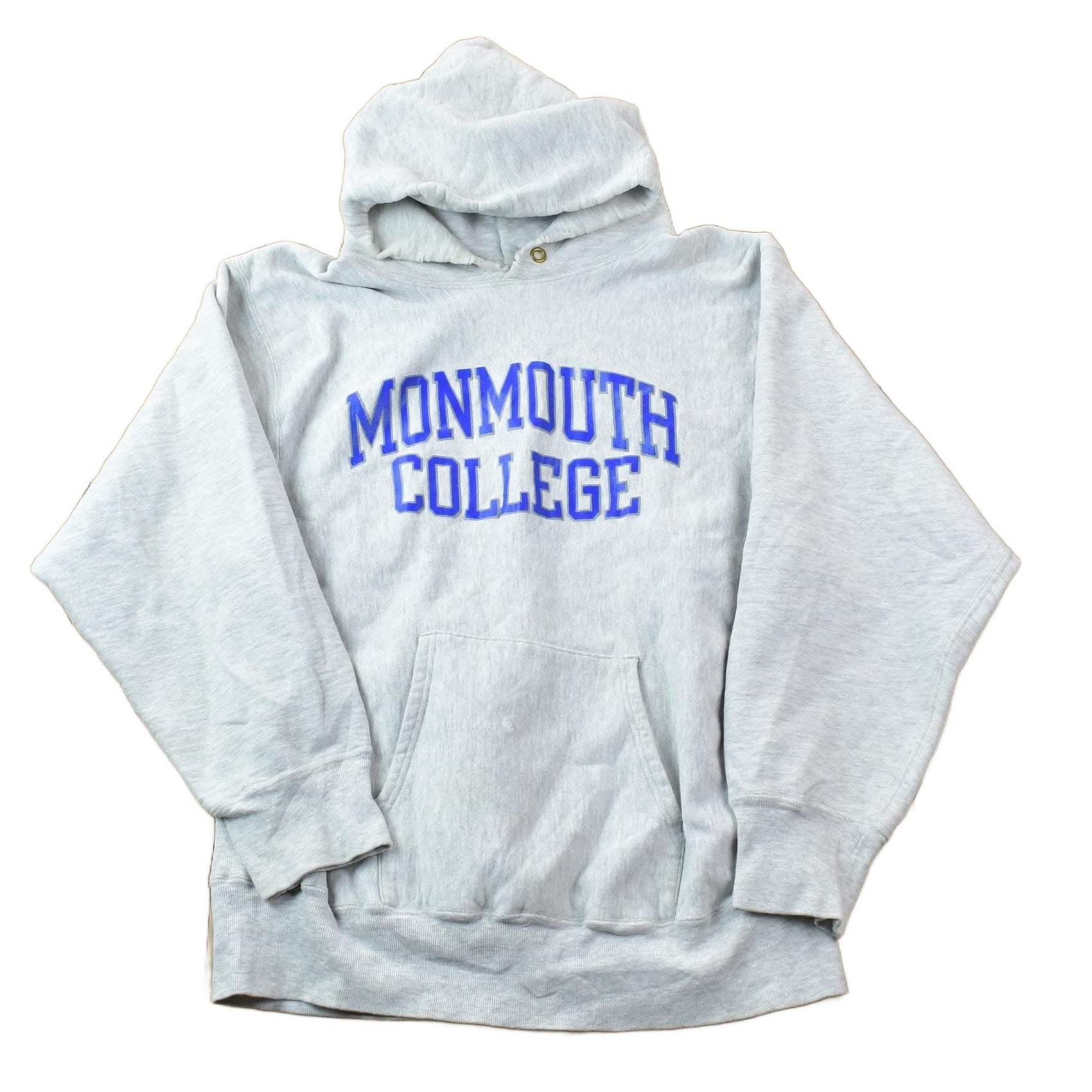 Vintage 1990s Champion Reverse Weave Warm Up Monmouth College Hoodie Sweatshirt Men's XL from propervintagecanada