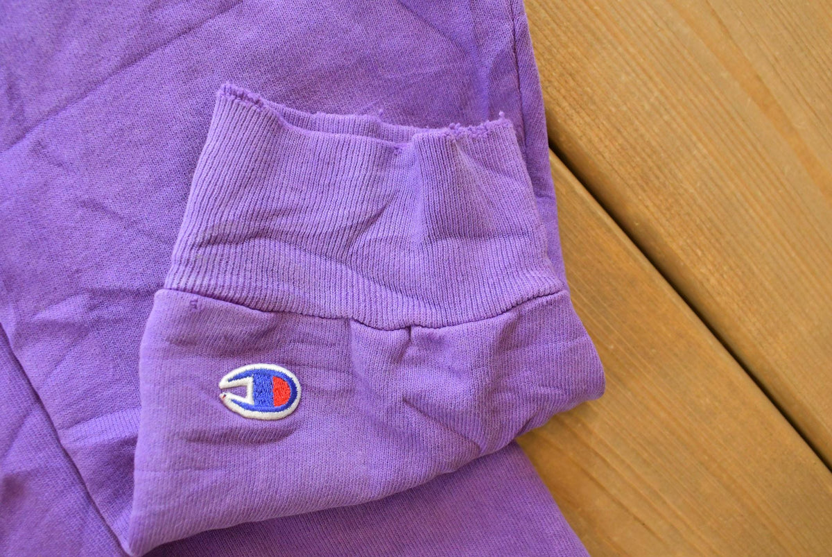 Vintage 1990s Champion Script Logo Purple Crewneck Sweatshirt Men's Medium from propervintagecanada