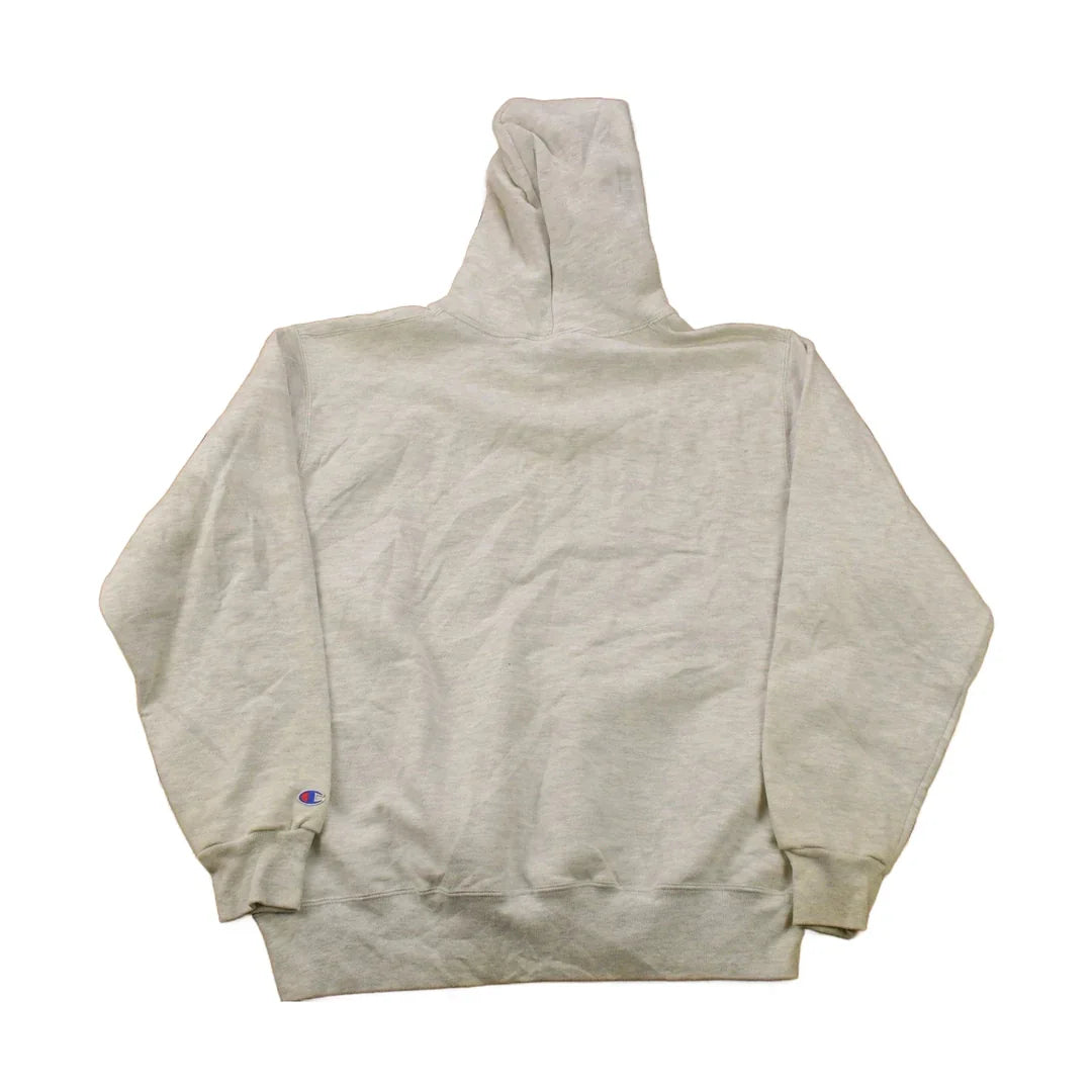 Vintage 1990s Champion Small Logo Grey Hoodie from propervintagecanada