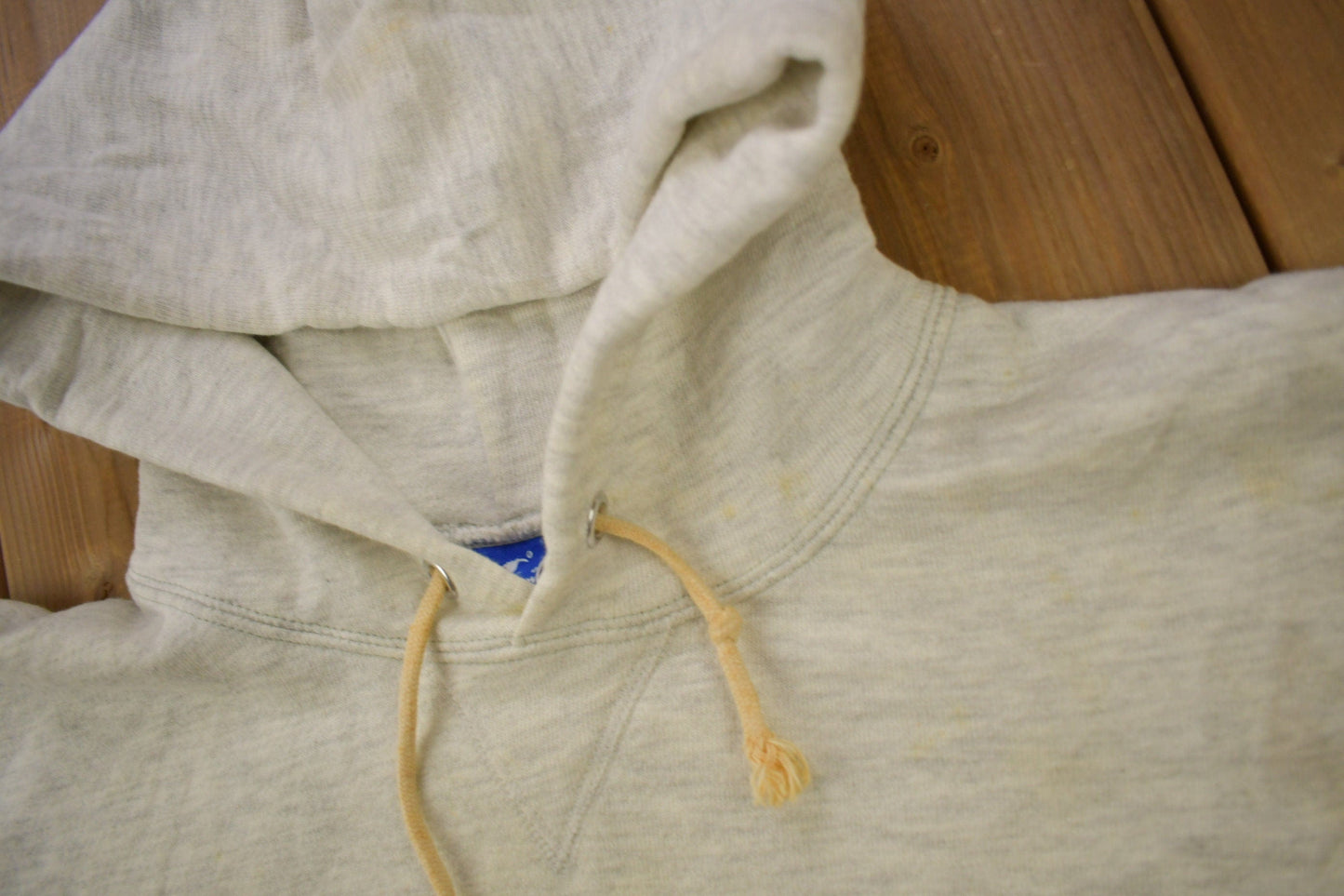 Vintage 1990s Champion Small Logo Grey Hoodie from propervintagecanada