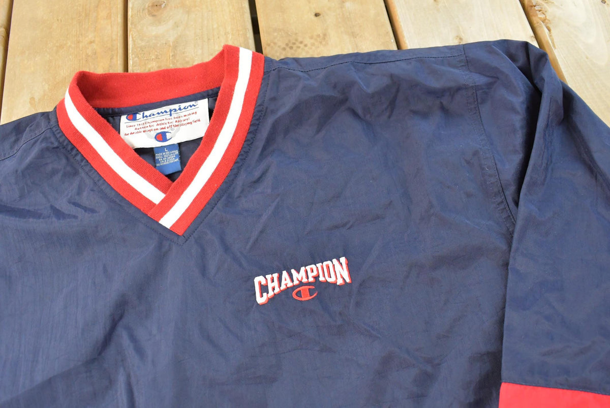 Vintage 1990s Champion Small Logo Pullover Jacket Men's XL / 90s Windbreaker / Streetwear / Basic Layering from propervintagecanada