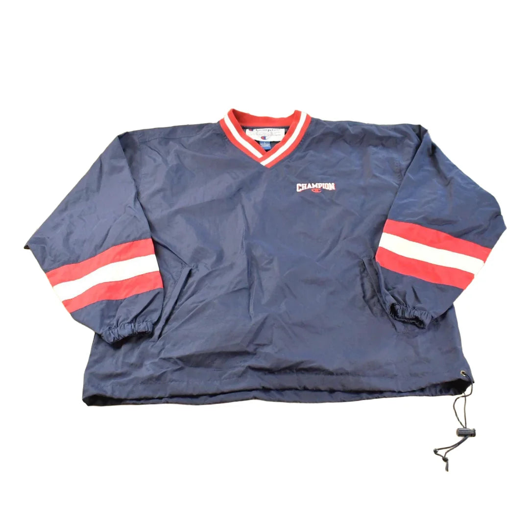 Vintage 1990s Champion Small Logo Pullover Jacket Men's XL / 90s Windbreaker / Streetwear / Basic Layering from propervintagecanada