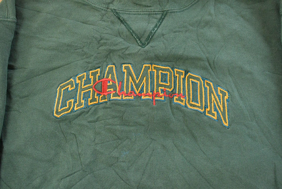 Vintage 1990s Champion Spellout Crewneck Sweatshirt Men's M from propervintagecanada