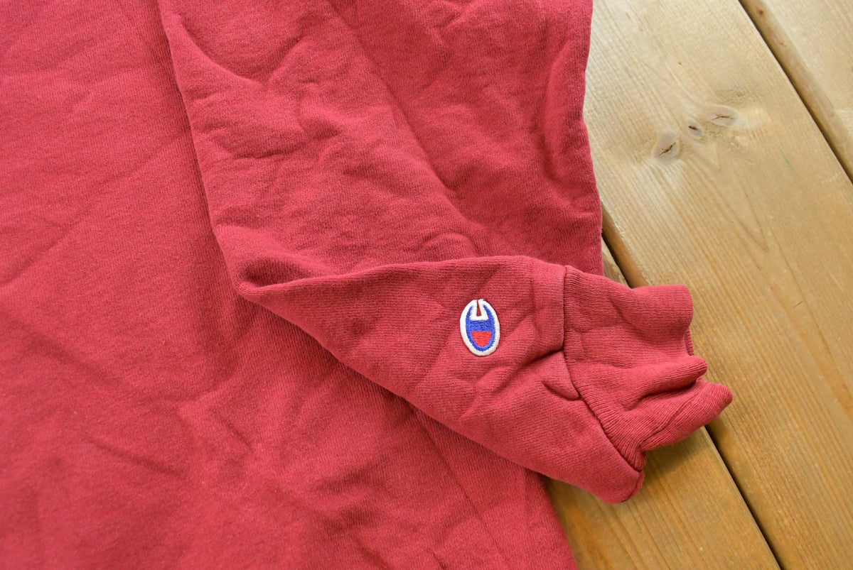 Vintage 1990s Champion Spellout Crewneck Sweatshirt Men's XL / 90s Streetwear / Blank Red Sweater / Athleisure / Street Style from propervintagecanada