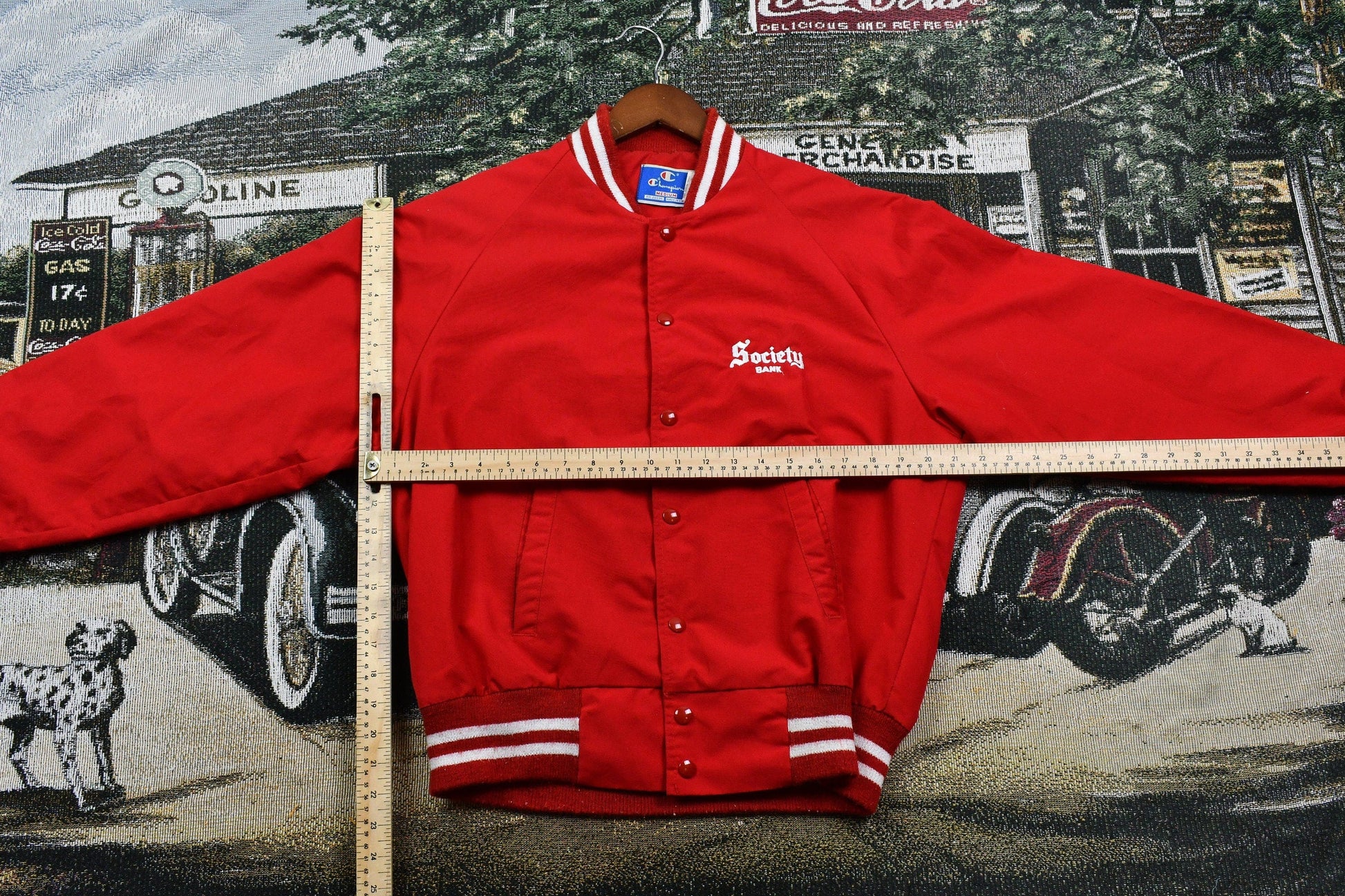 Vintage 1990s Champion Sportswear Satin Snap Button Bomber Men's M