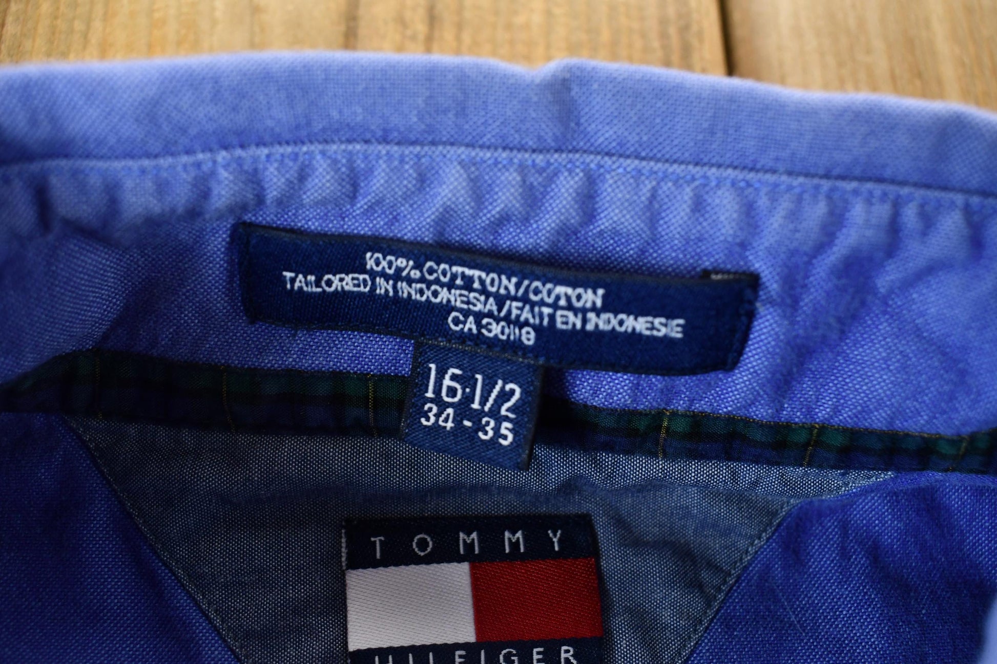 Vintage 1990s Chaps by Tommy Hilfiger Blue Blank Button Up Shirt from propervintagecanada