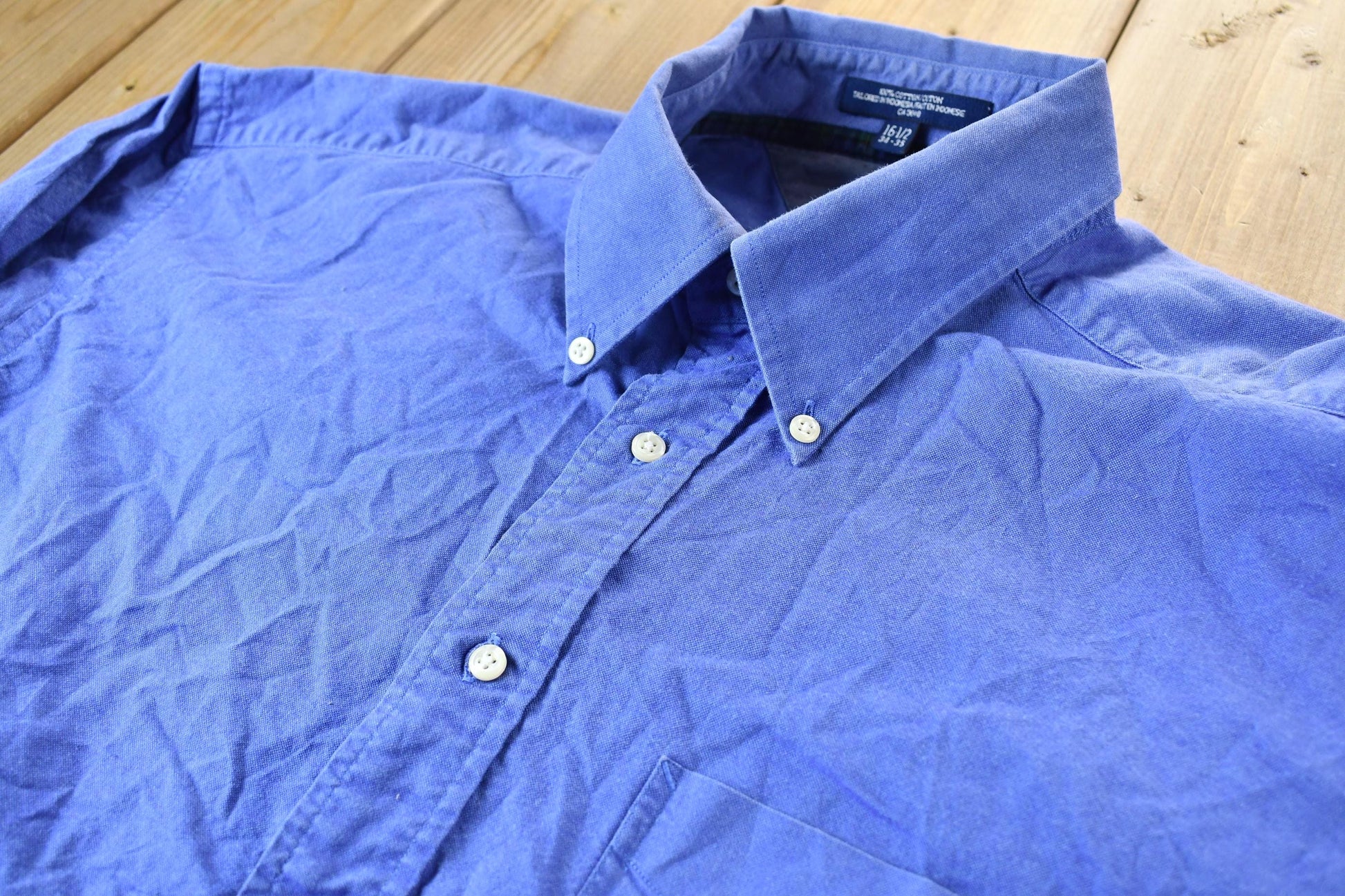 Vintage 1990s Chaps by Tommy Hilfiger Blue Blank Button Up Shirt from propervintagecanada