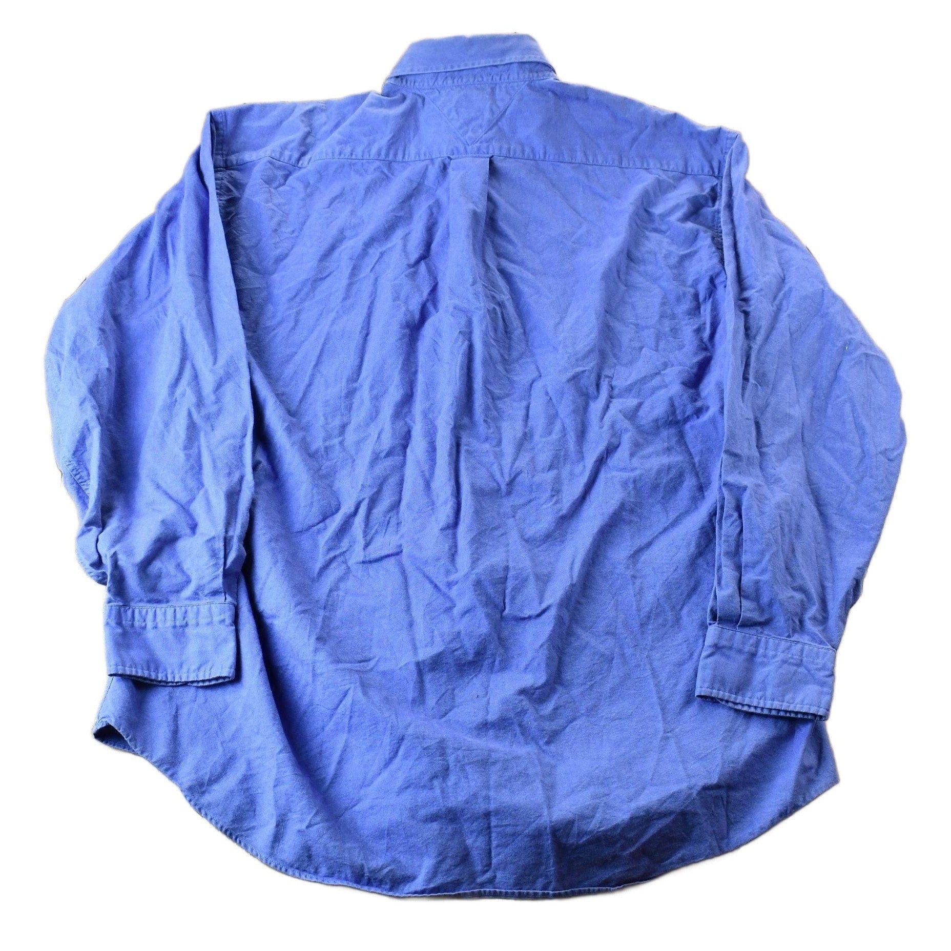Vintage 1990s Chaps by Tommy Hilfiger Blue Blank Button Up Shirt from propervintagecanada