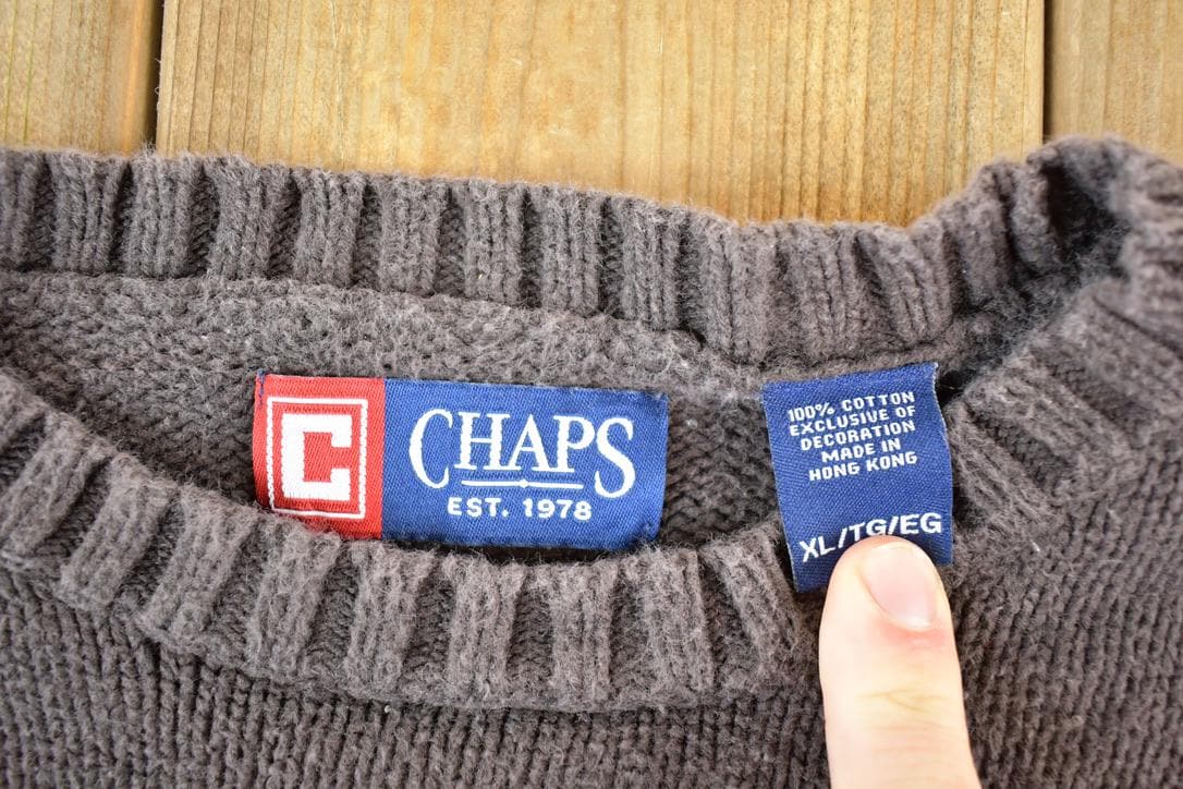 Vintage 1990s Chaps Knit Abstract Pattern Crewneck Sweater Mens M from propervintagecanada