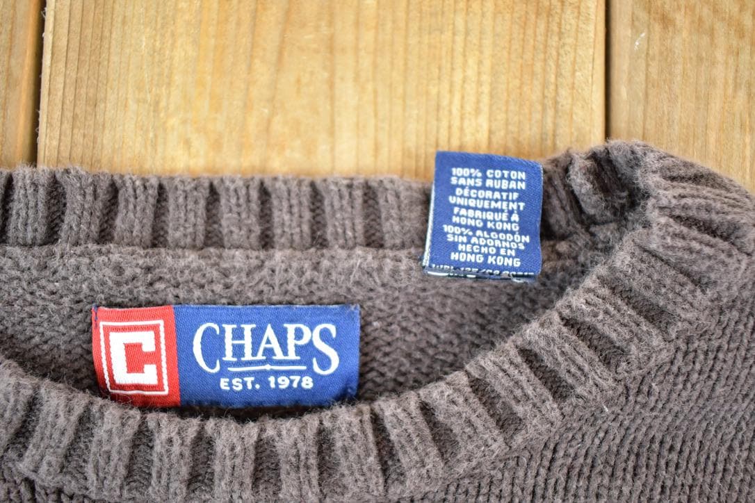 Vintage 1990s Chaps Knit Abstract Pattern Crewneck Sweater Mens M from propervintagecanada