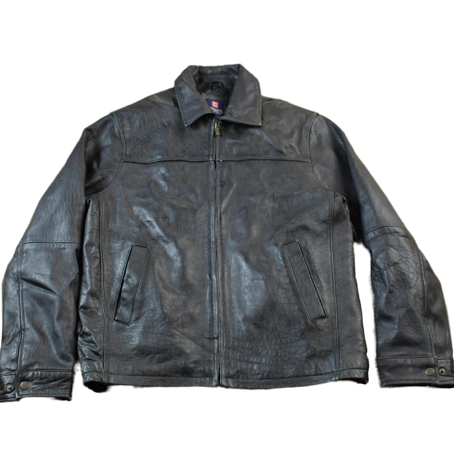 Vintage 1990s Chaps Leather Zip Up Jacket Men's Medium from propervintagecanada