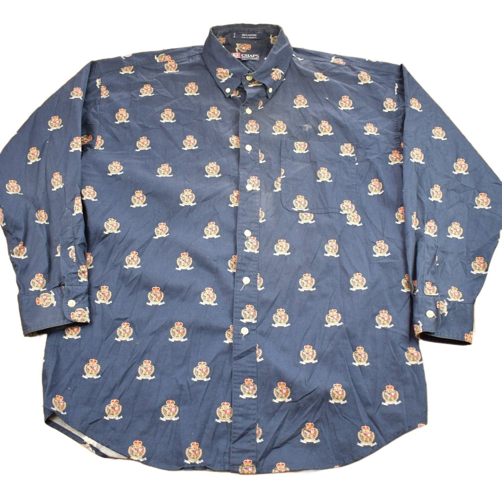Vintage 1990s Chaps Ralph Lauren All Over Print Button Up Shirt Men's XL from propervintagecanada