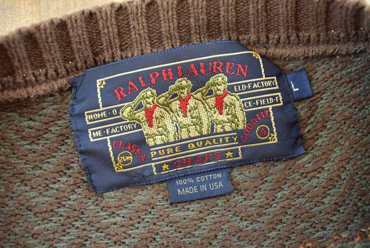 Vintage 1990s Chaps Ralph Lauren Boy Scout Tag Striped Knit Sweater Men's L from propervintagecanada