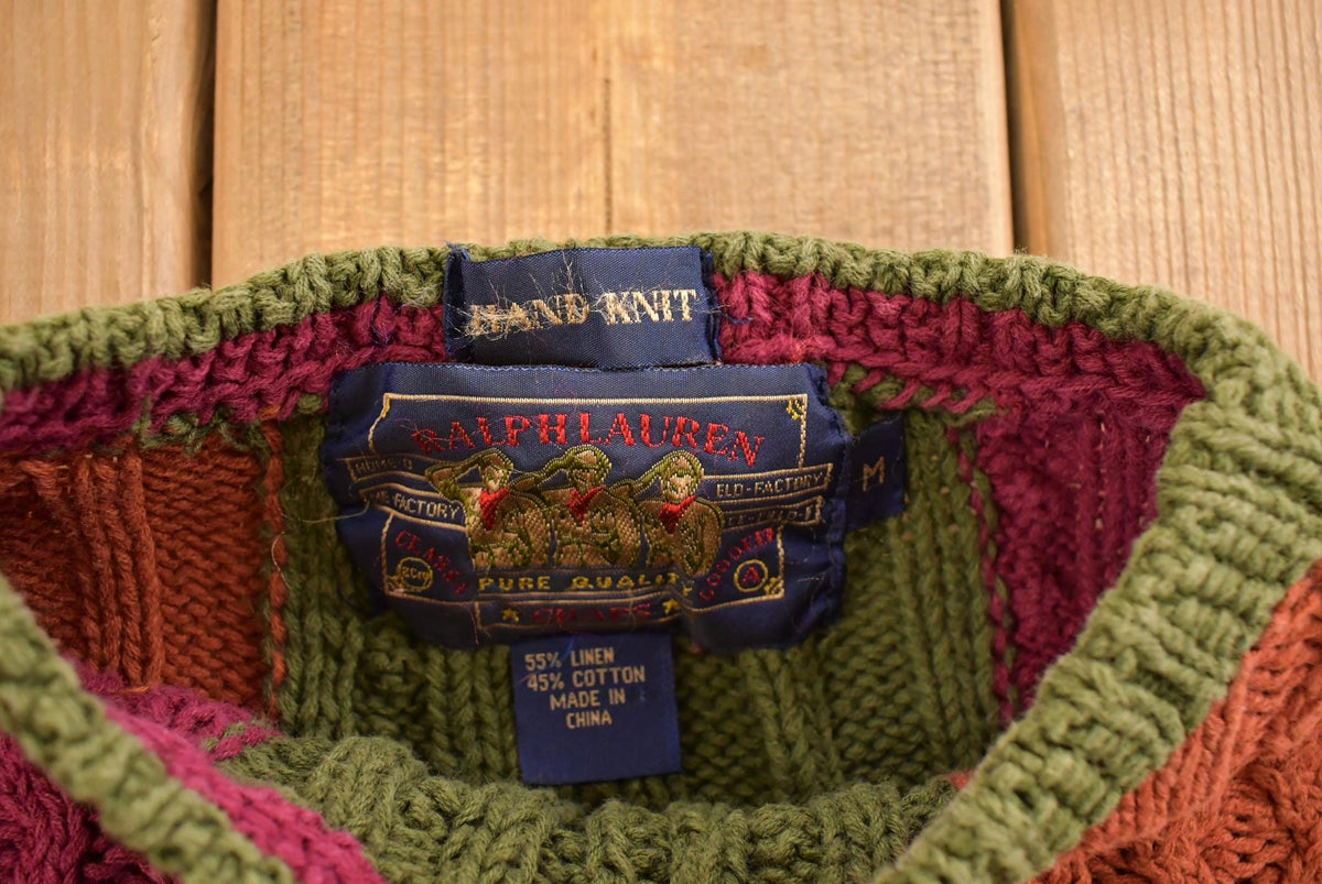 Vintage 1990s Chaps Ralph Lauren Cable Knit Crewneck Sweater Men's M from propervintagecanada
