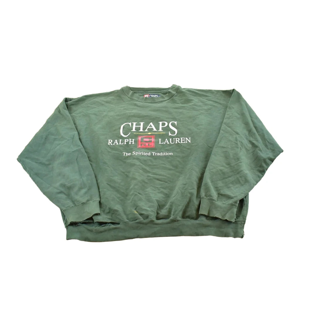 Vintage 1990s Chaps Ralph Lauren Distressed Crewneck Sweatshirt Men's XL from propervintagecanada